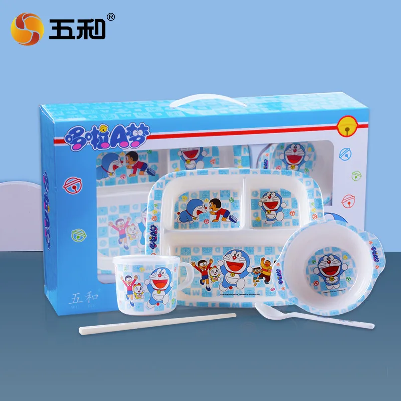 Cute bowl gift box tableware baby cute food grade children's tableware set bowl cup spoon souvenir set wholesale 4