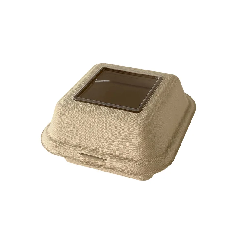 Disposable 6-inch visible window hamburger box, biodegradable tiramisu cake packaging box, DIY baked lunch box 5