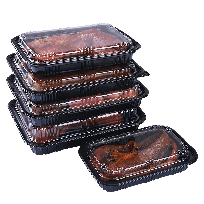Delicate food packaging box transparent supermarket take-out food box thickened high-end disposable braised vegetable plastic box 5