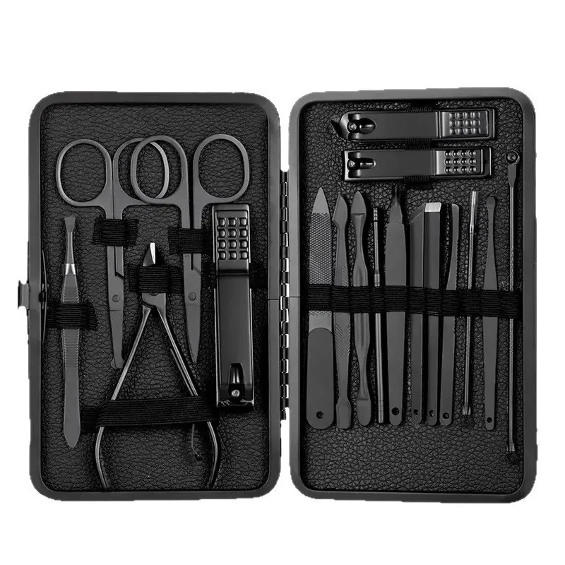 Nail scissors set black 18-piece ready-made stainless steel full set of manicure and manicure tools nail clippers 5