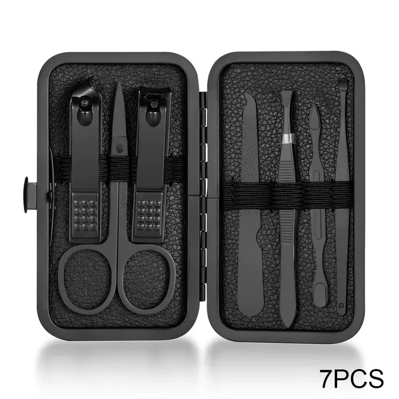 Nail scissors set black 18-piece ready-made stainless steel full set of manicure and manicure tools nail clippers 6