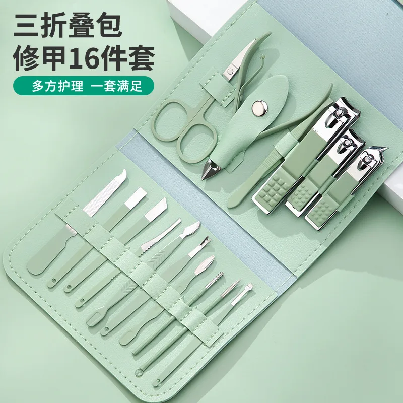 Cross-border 16-piece nail clipper set household manicure scissors manicure tools nail clippers nail clipper set in stock