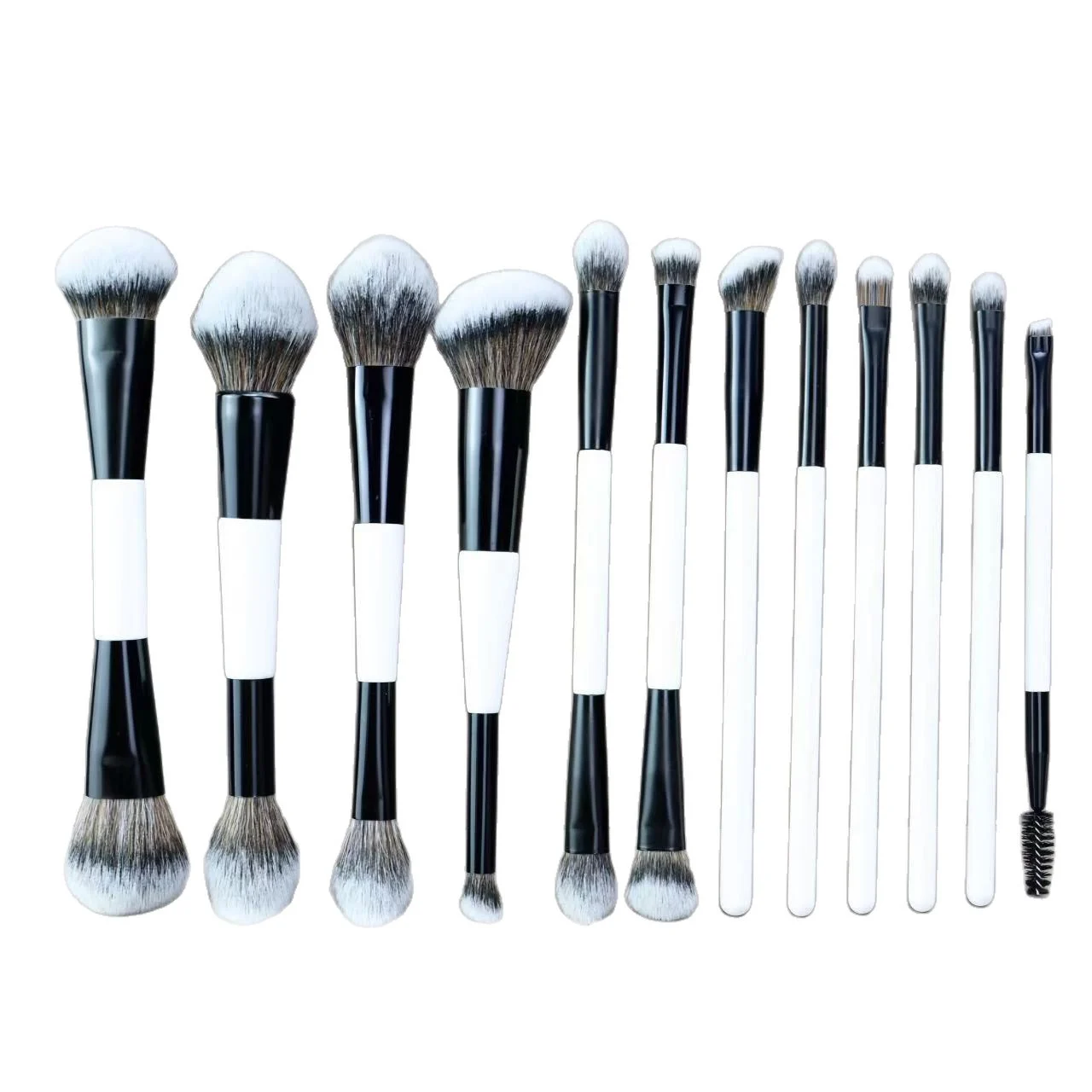 Cross-border black and white double-ended foundation brush loose powder blush contouring eyeshadow brush set brush makeup brush
