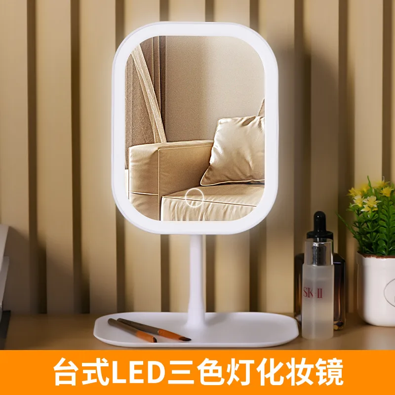 Led light European makeup mirror desktop multi-functional makeup mirror with light adjustable desktop makeup mirror placed on the table