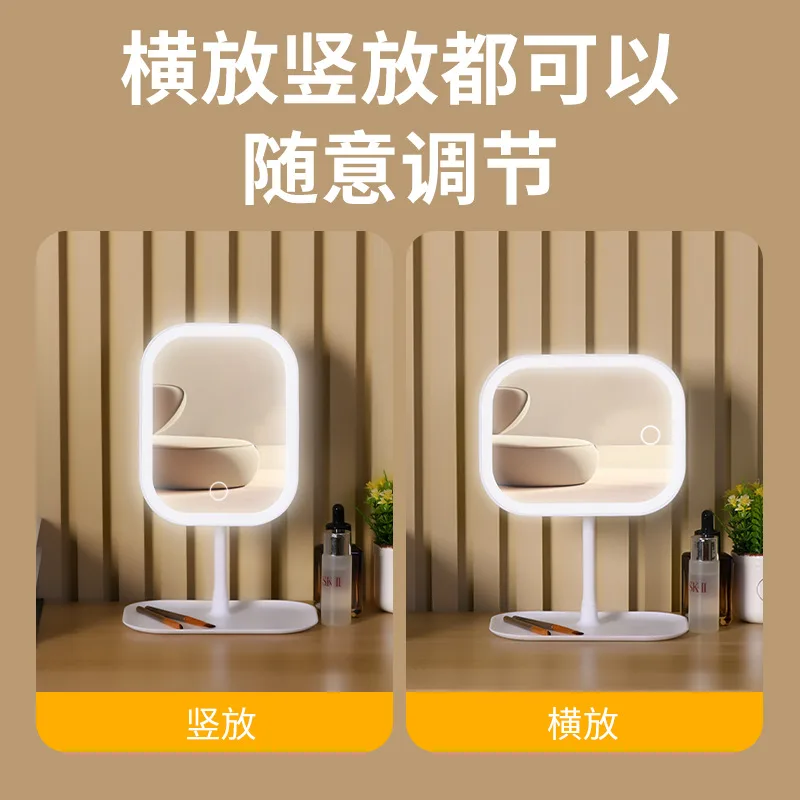 Led light European makeup mirror desktop multi-functional makeup mirror with light adjustable desktop makeup mirror placed on the table 2