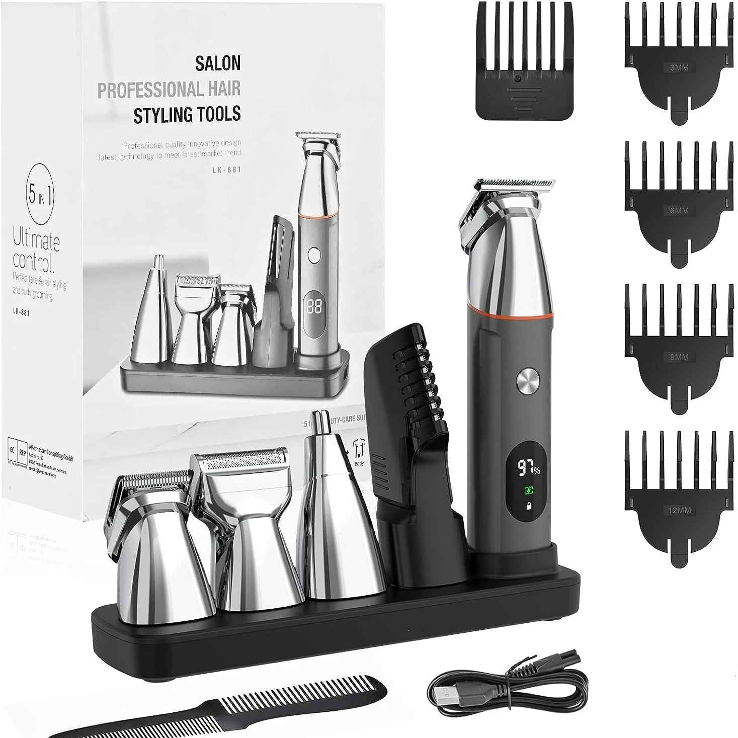 Cross-border waterproof electric shaver household men's hair clipper multifunctional electric hair clipper nose hair trimmer set wholesale 2