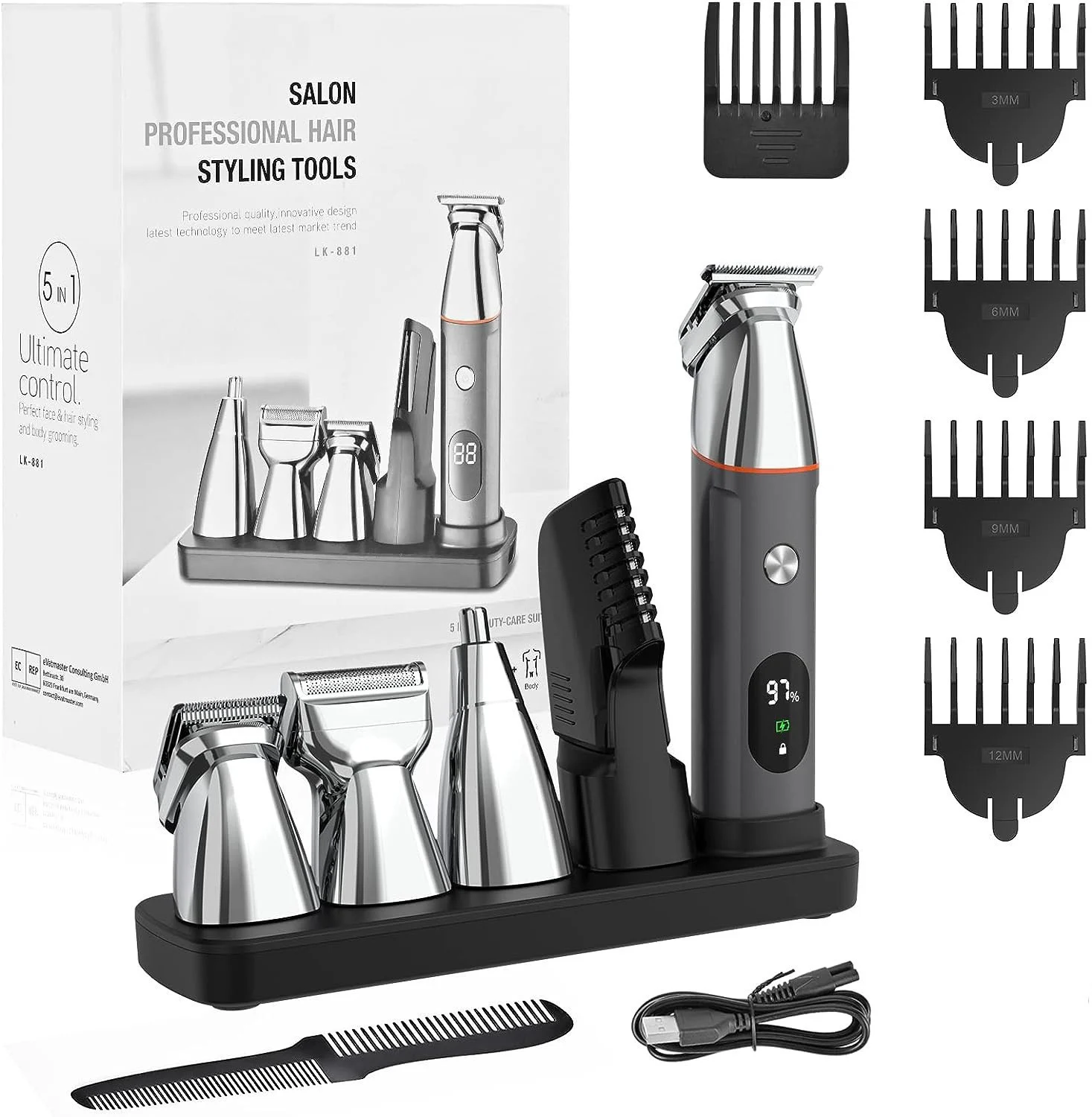 Cross-border waterproof electric shaver household men's hair clipper multifunctional electric hair clipper nose hair trimmer set wholesale 6