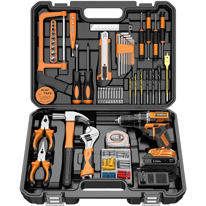 Household tool set electric screwdriver tool box electrician combination electric drill hardware repair encyclopedia universal complete set 5