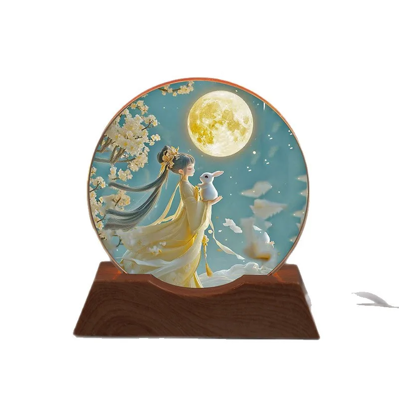 Moon Crystal Night Light Luminous Ornament Creative Rabbit Lamp Bedroom Desktop Decoration Atmosphere Light Holiday Gift 5