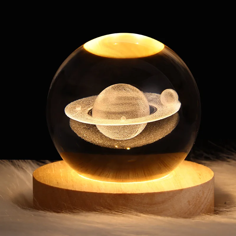 Luminous planet night light crystal ornaments lunar astronaut desk lamp bedroom bedside starry sky atmosphere light