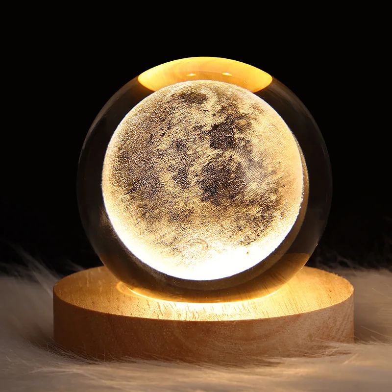 Luminous planet night light crystal ornaments lunar astronaut desk lamp bedroom bedside starry sky atmosphere light 3