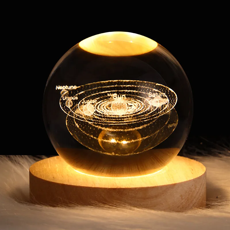 Luminous planet night light crystal ornaments lunar astronaut desk lamp bedroom bedside starry sky atmosphere light 6