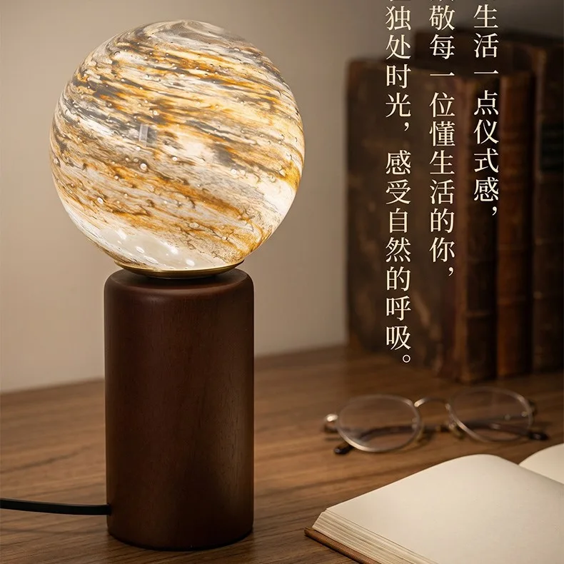 Planet desk lamp glass moon atmosphere lamp ornaments bedside bedroom lamp atmosphere night lamp French decorative table lamp