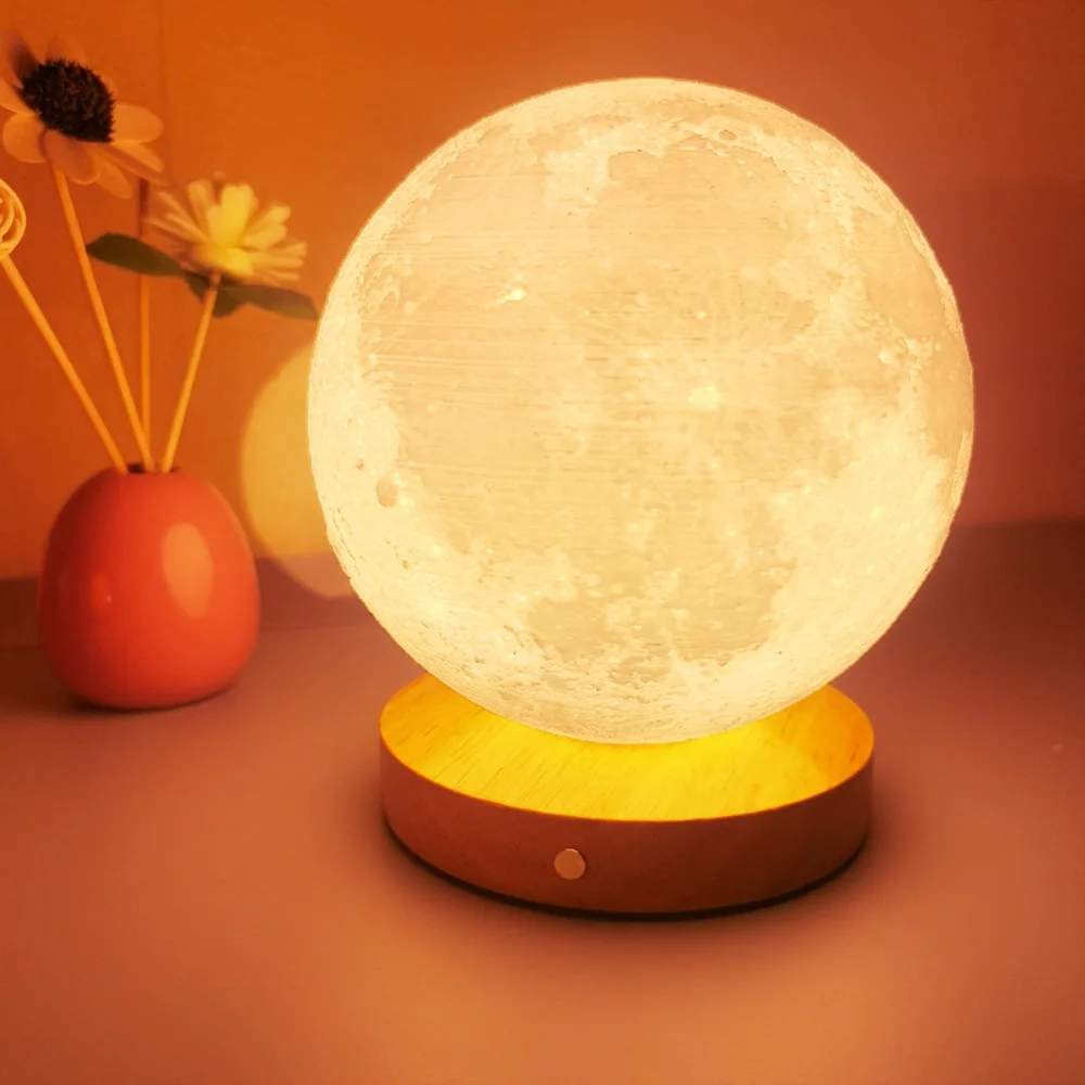 Moon Lamp Touch Rotating Sleep Moon Night Light Bedroom Desk Charging Table Lamp Bedside Lamp Ambient Light