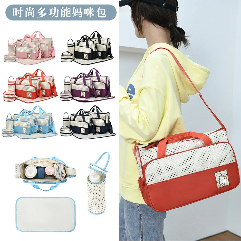 Parent-child travel mommy bag, casual and fashionable crossbody bag, household multifunctional large-capacity handbag, waterproof shoulder bag
