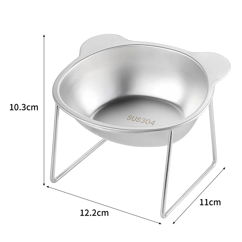 Cat Bowl and Dog Bowl 304 Stainless Steel Cat Pet Bowl Not Easy to Knock Over Pet Neck Protector Elevated Cat Food Bowl