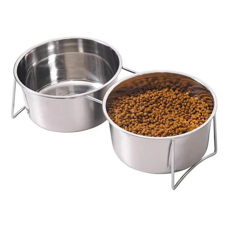 Dog bowl pet food bowl stainless steel double bowl dog rice bowl elevated rice bowl pet feeding and drinking fountain 5