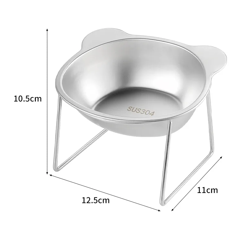 Cat Bowl and Dog Bowl 304 Stainless Steel Cat Pet Bowl Not Easy to Knock Over Pet Neck Protector Elevated Cat Food Bowl 6