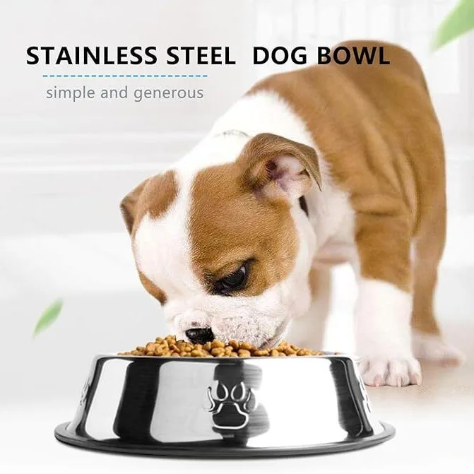 Cross-border pet stainless steel dog bowl cat bowl dog rice bowl large dog bowl anti-slip bite-resistant food bowl pet water basin