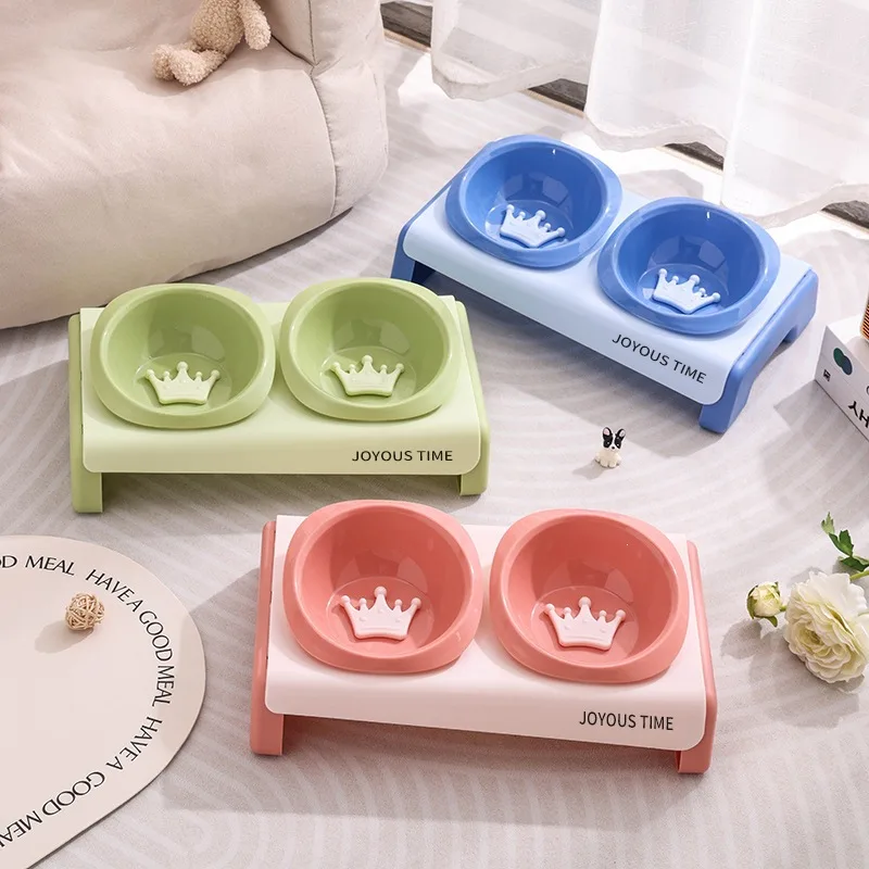Popular anti-black mouth large diameter drinking bowl pet stainless steel high-foot non-slip dog bowl cat bowl cervical spine basin