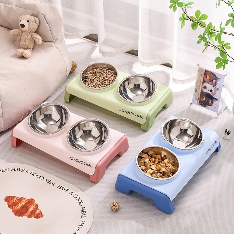 Popular anti-black mouth large diameter drinking bowl pet stainless steel high-foot non-slip dog bowl cat bowl cervical spine basin 2