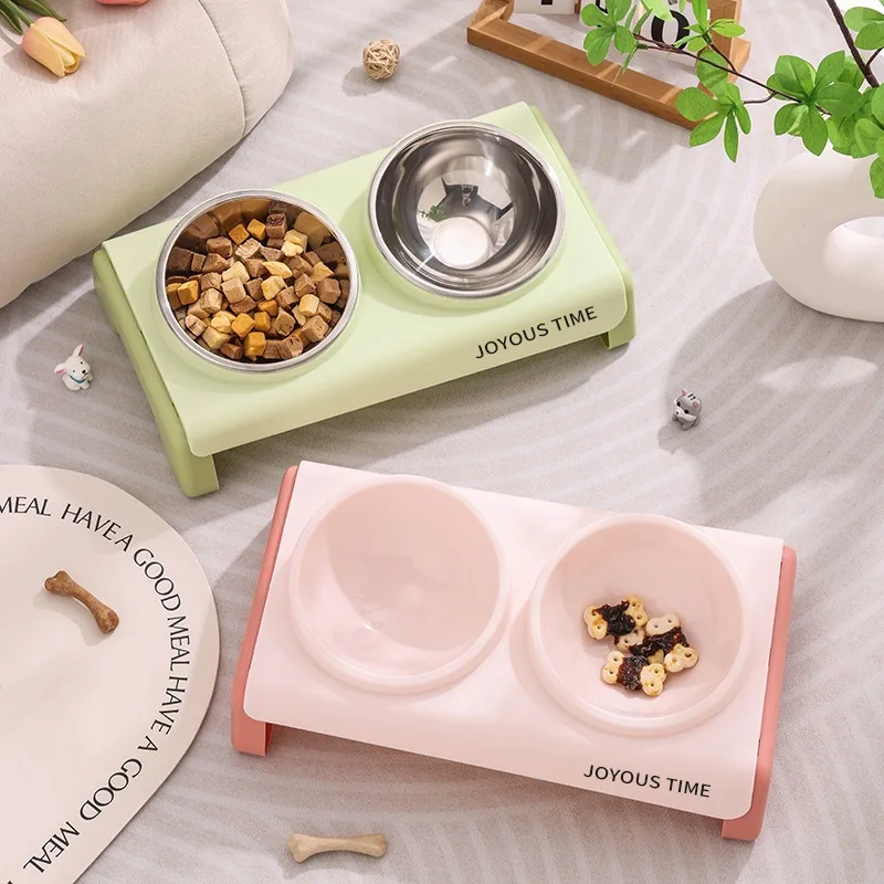 Popular anti-black mouth large diameter drinking bowl pet stainless steel high-foot non-slip dog bowl cat bowl cervical spine basin 4