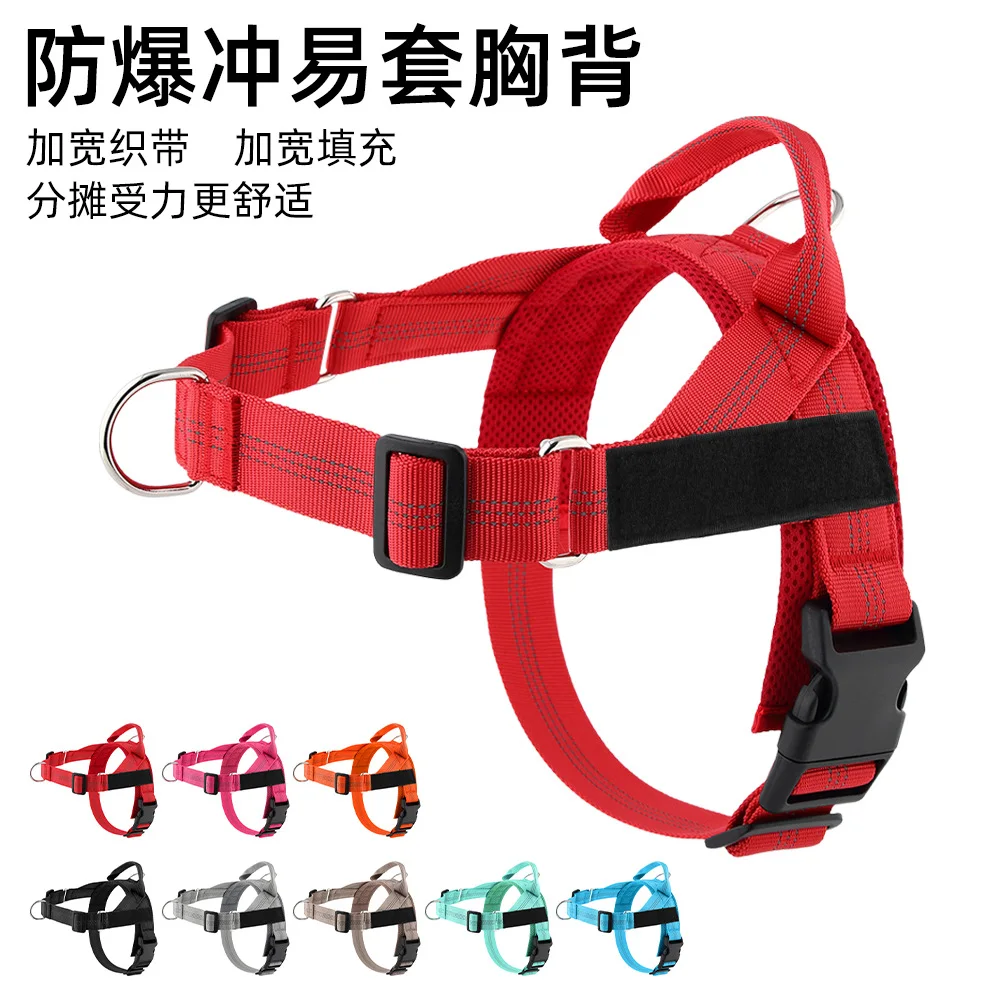 Popular easy-to-slip lightweight dog harness medium and large explosion-proof border collie pet leash