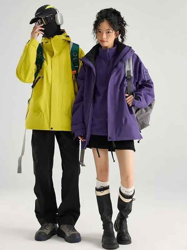 Jacket three-in-one men's windproof and waterproof thickened mountaineering jacket women's detachable jacket