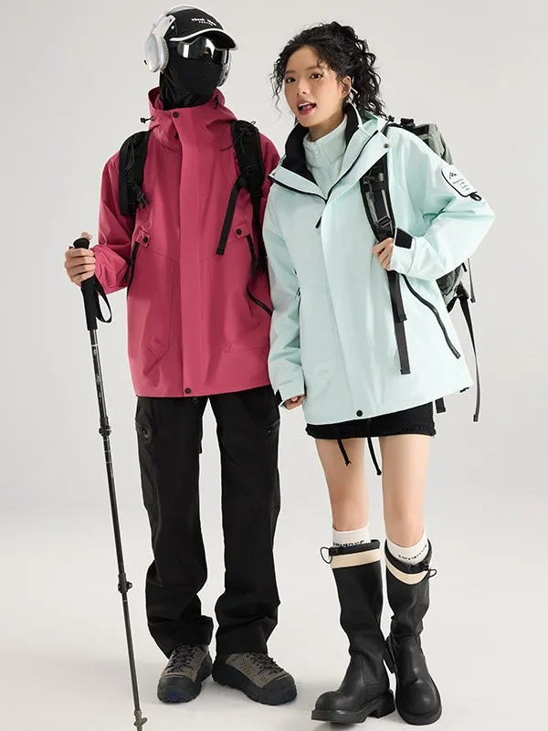 Jacket three-in-one men's windproof and waterproof thickened mountaineering jacket women's detachable jacket 2