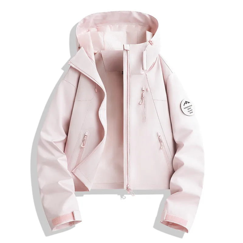 Outdoor jacket for women, windproof and waterproof, loose, casual, fashionable, versatile mountaineering jacket, soft shell jacket for couples, autumn and winter 5