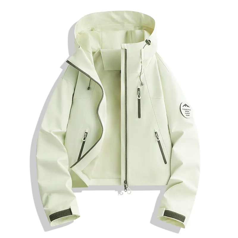 Outdoor jacket for women, windproof and waterproof, loose, casual, fashionable, versatile mountaineering jacket, soft shell jacket for couples, autumn and winter 6