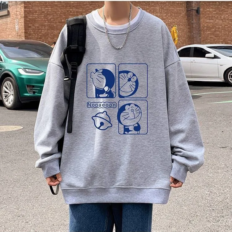 Velvet thickened sweatshirt men's loose large size jacket youth autumn and winter long-sleeved T-shirt pullover top for men 3