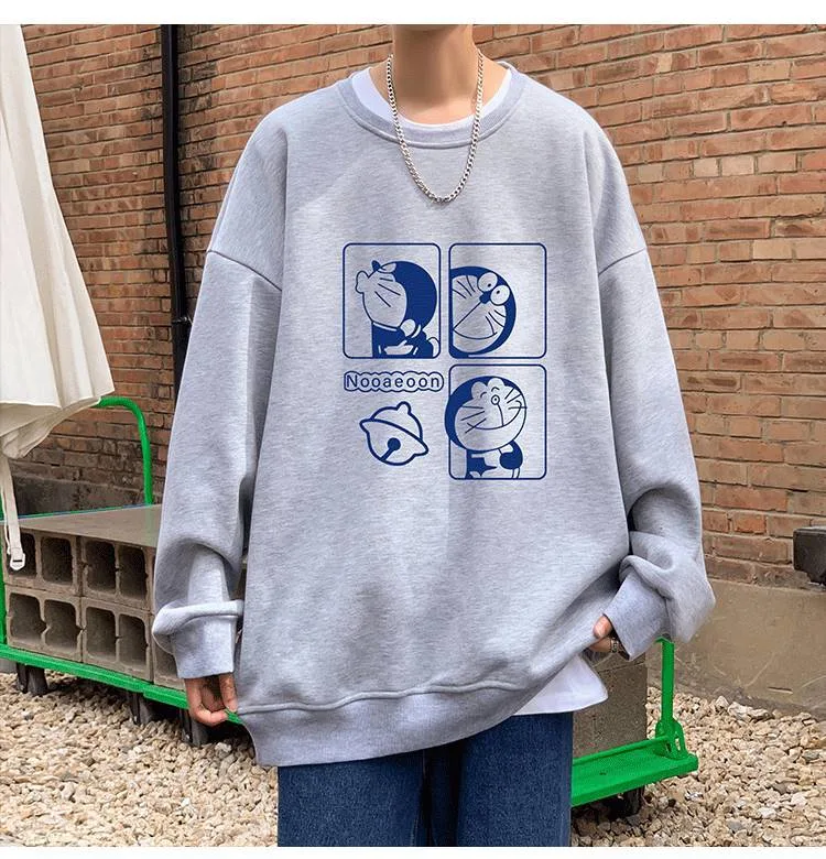 Velvet thickened sweatshirt men's loose large size jacket youth autumn and winter long-sleeved T-shirt pullover top for men 6