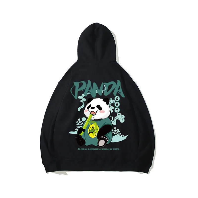 Trendy brand sweatshirt men's hooded autumn and winter loose large size couple wear national fashion panda autumn long-sleeved coat white hoodie 5