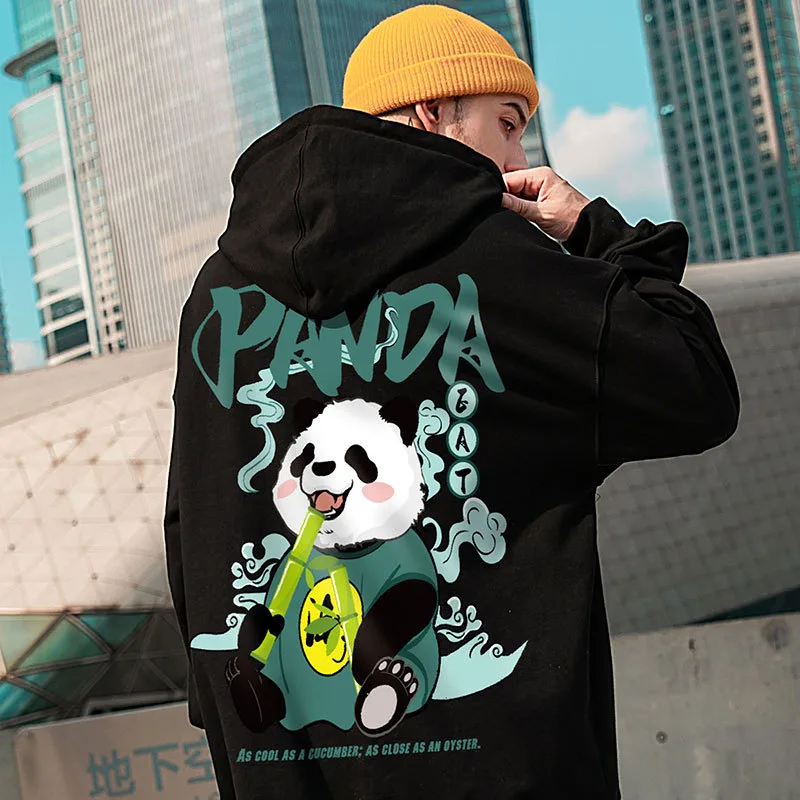 Trendy brand sweatshirt men's hooded autumn and winter loose large size couple wear national fashion panda autumn long-sleeved coat white hoodie 6