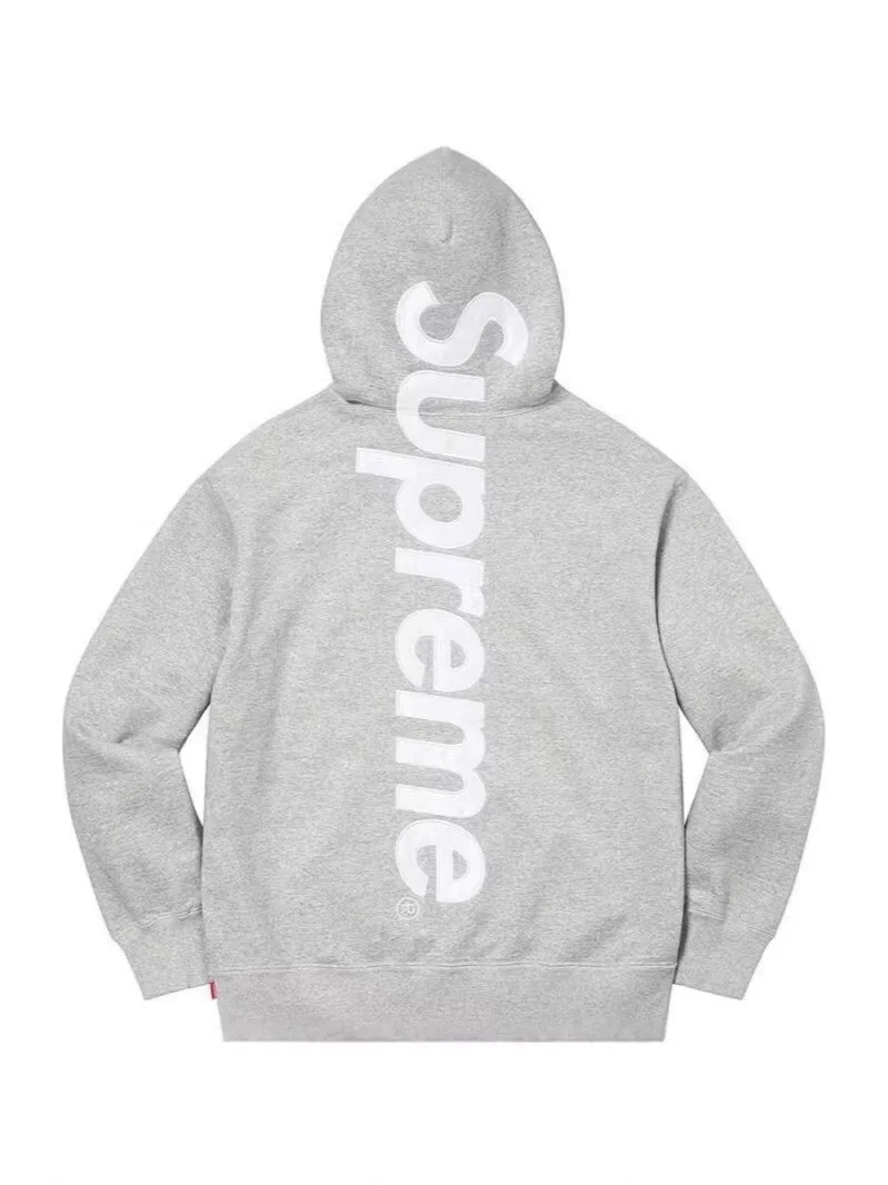 Supreme trendy brand hooded sweatshirt for men in autumn and winter plus velvet loose street hip-hop jacket solid color long-sleeved pullover 5