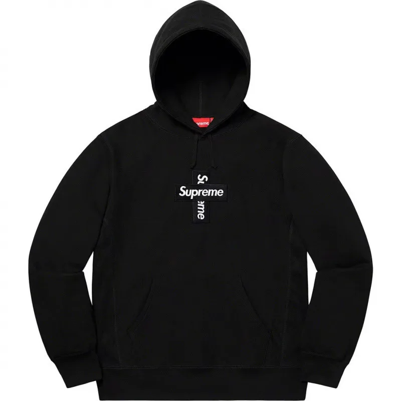 Supreme trendy brand hooded sweatshirt for men in autumn and winter plus velvet loose street hip-hop jacket solid color long-sleeved pullover 6