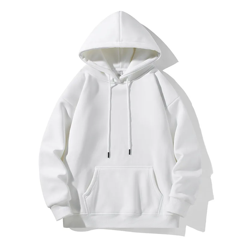 Hooded sweatshirt men's new autumn and winter style plus velvet solid color American couple heavyweight large size trendy brand red jacket 5