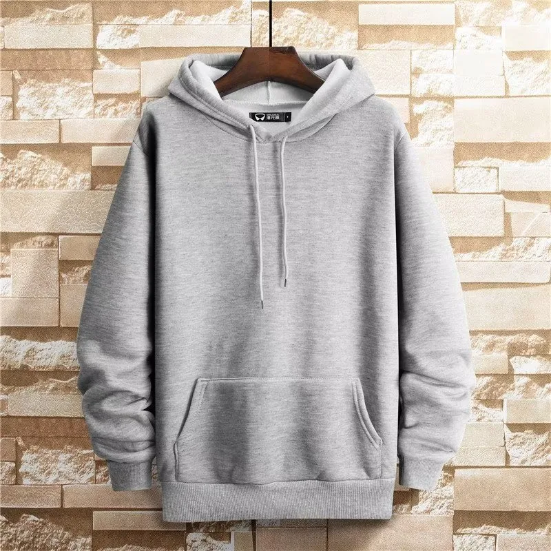Hooded sweatshirt men's new autumn and winter style plus velvet solid color American couple heavyweight large size trendy brand red jacket 6