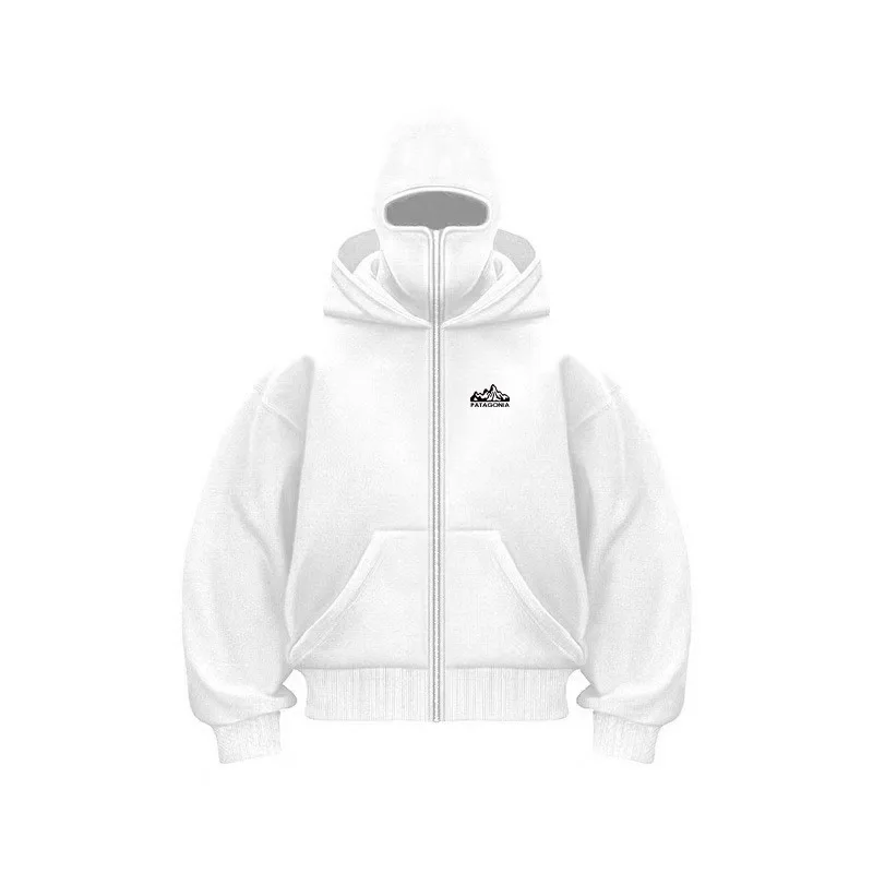 Spring and autumn trendy brand hoodies for men, velvet zipper hooded printed sweatshirt jacket, double hood design 6