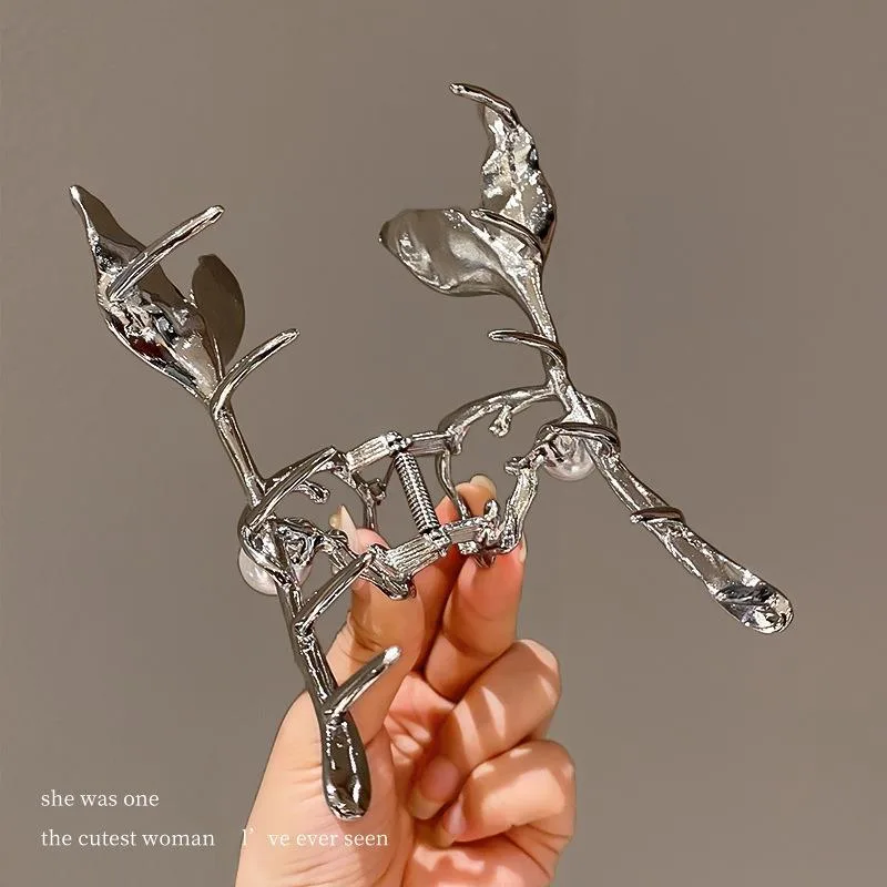 Fishtail Metal Clip Large 13cm Hair Clip Pearl Shark Clip Hair Volume Hair Clip Women's Back Head Clip Headgear 5
