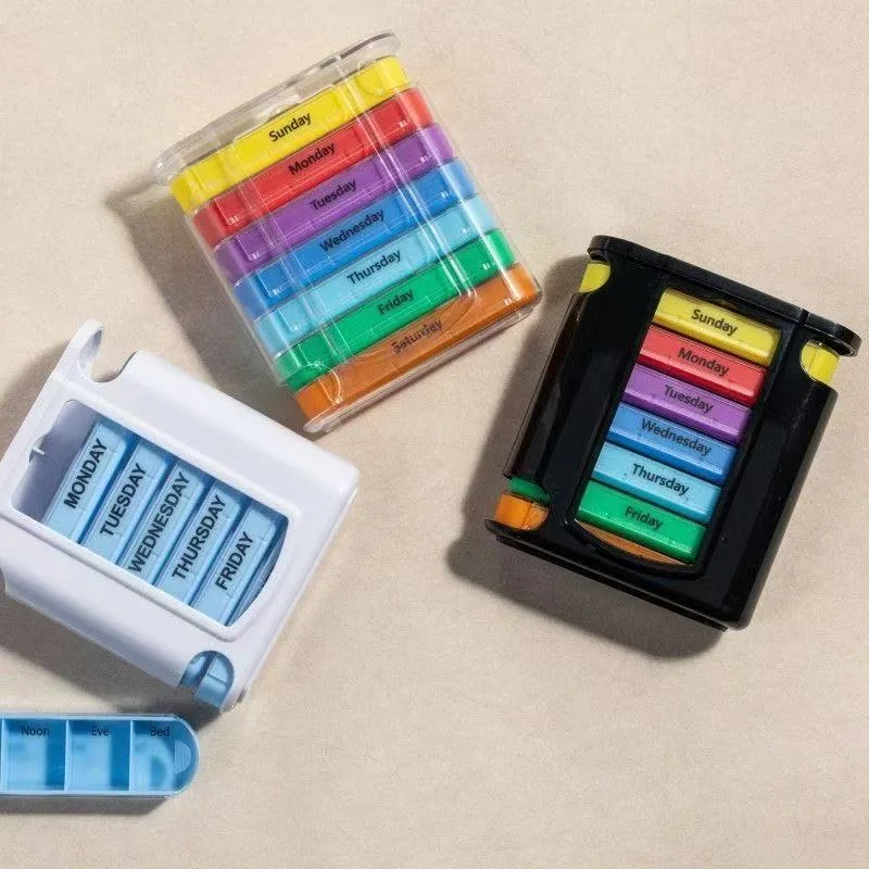 Foreign trade multi-language version of the drawer pill box, 28 compartments for 7 days a week, convenient medicine storage, 7-day drawer pill box 3