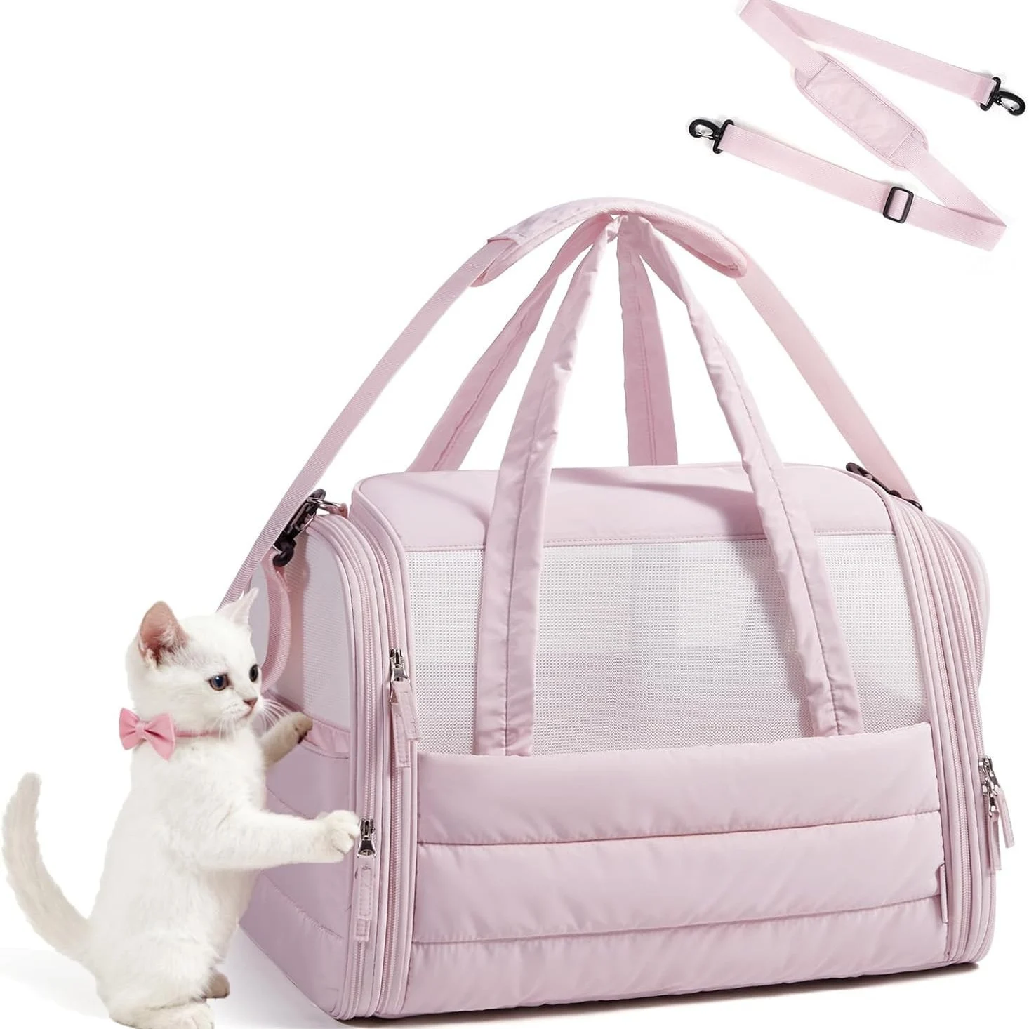 Cat bag soft-sided cat outing pet bag small and medium-sized cats and dogs quilted foldable fluffy hand-held cross-body dog bag