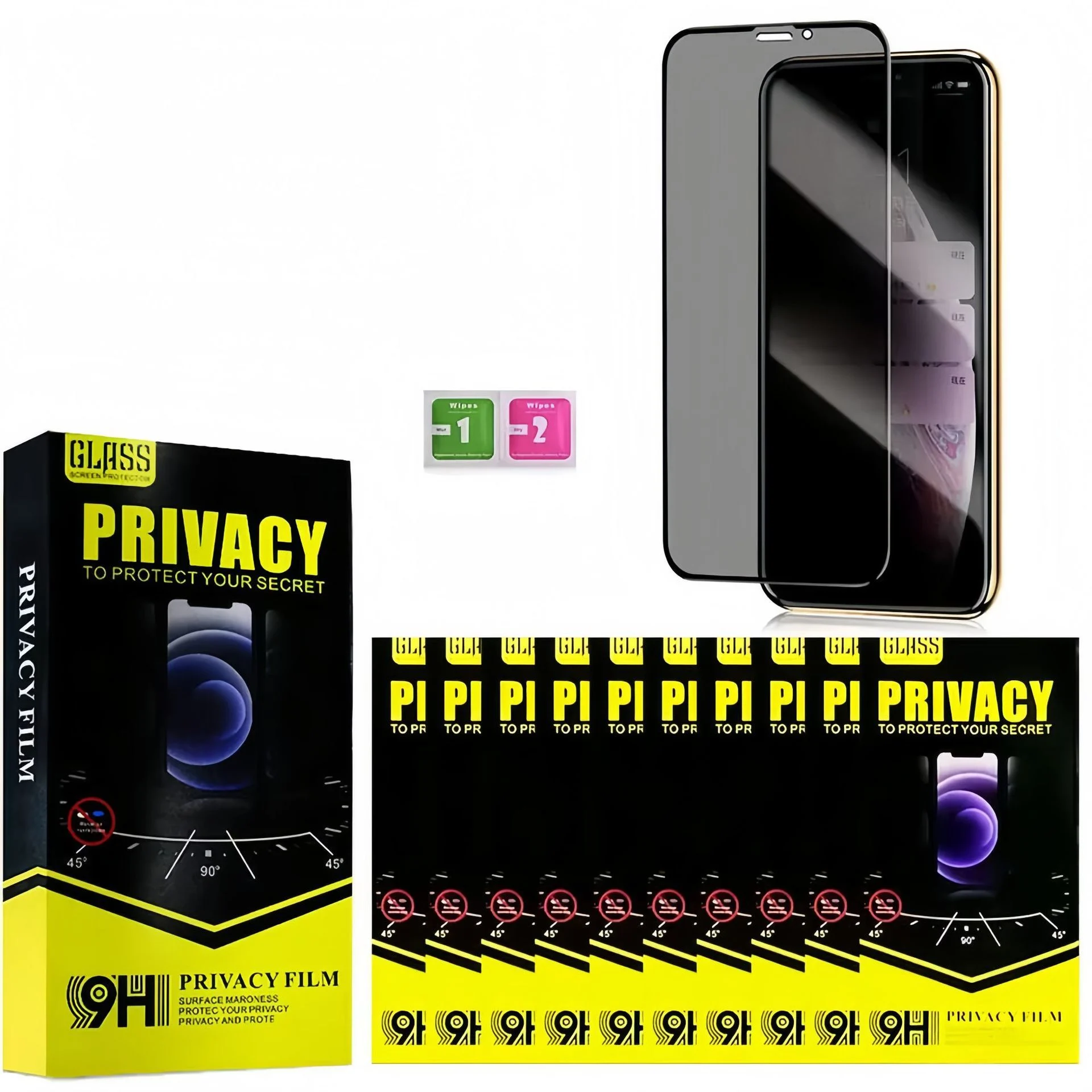 Wholesale anti-peep tempered film for Apple 16pro iPhone17/pro/max full screen anti-fingerprint mobile phone film