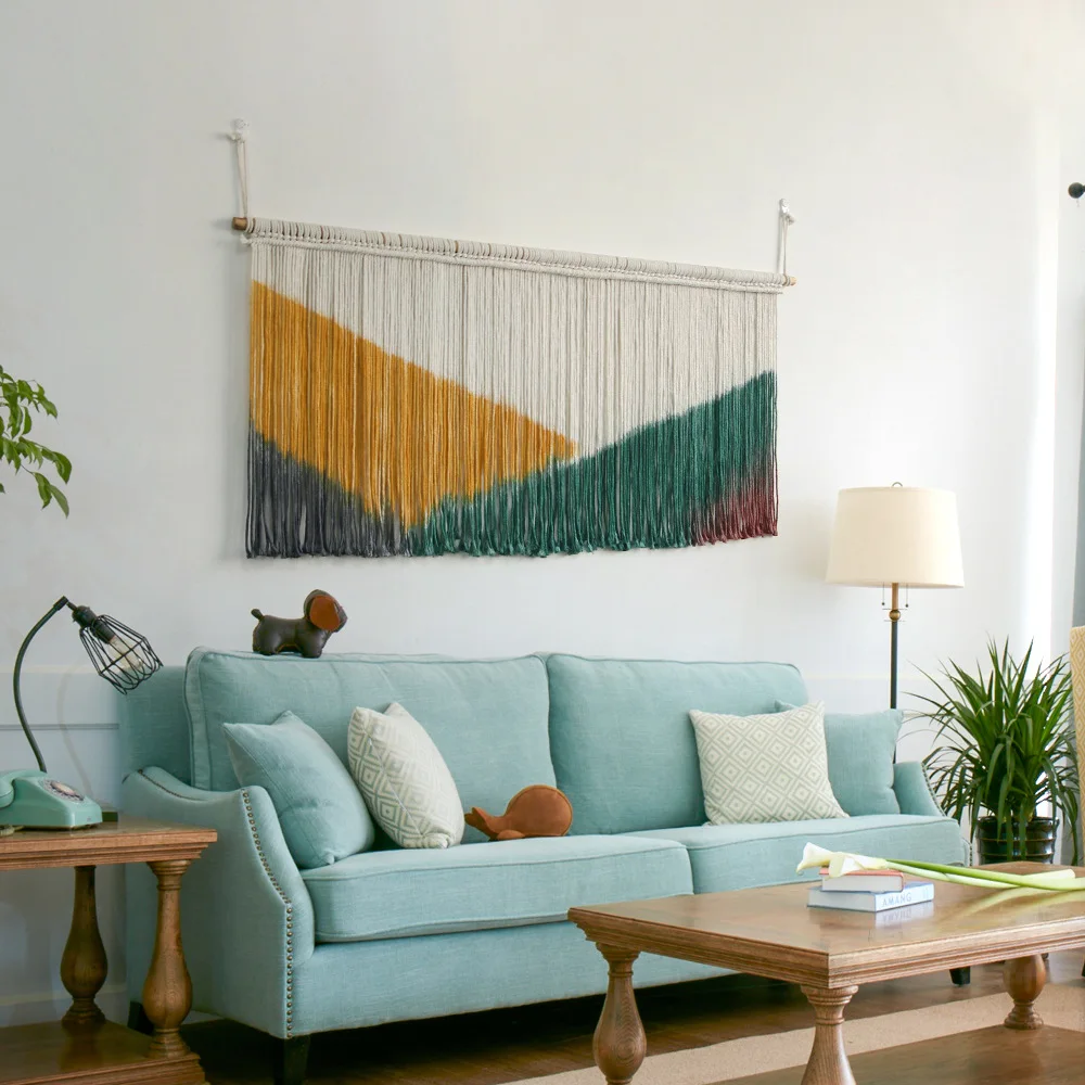 ins Nordic style dyed hand-woven tapestry creative B&B room wall decoration bedside sofa background wall hanging 2