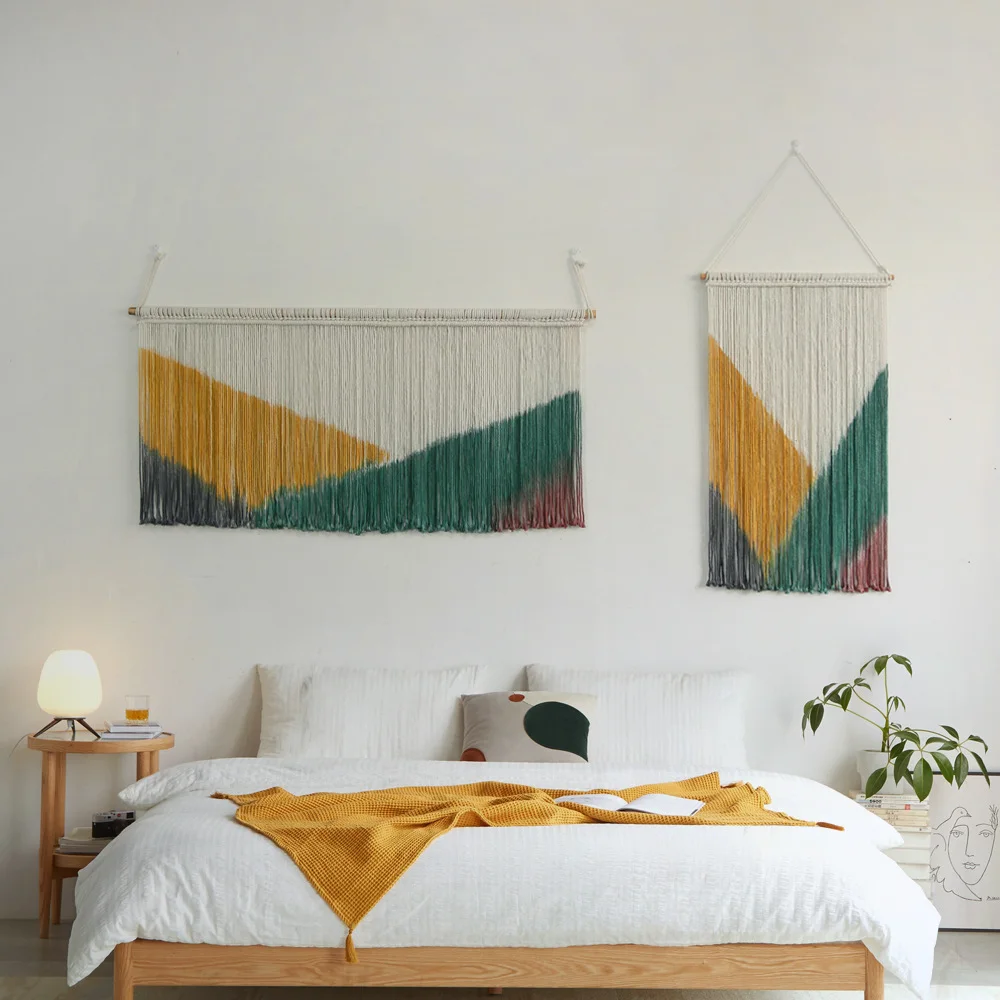 ins Nordic style dyed hand-woven tapestry creative B&B room wall decoration bedside sofa background wall hanging 3