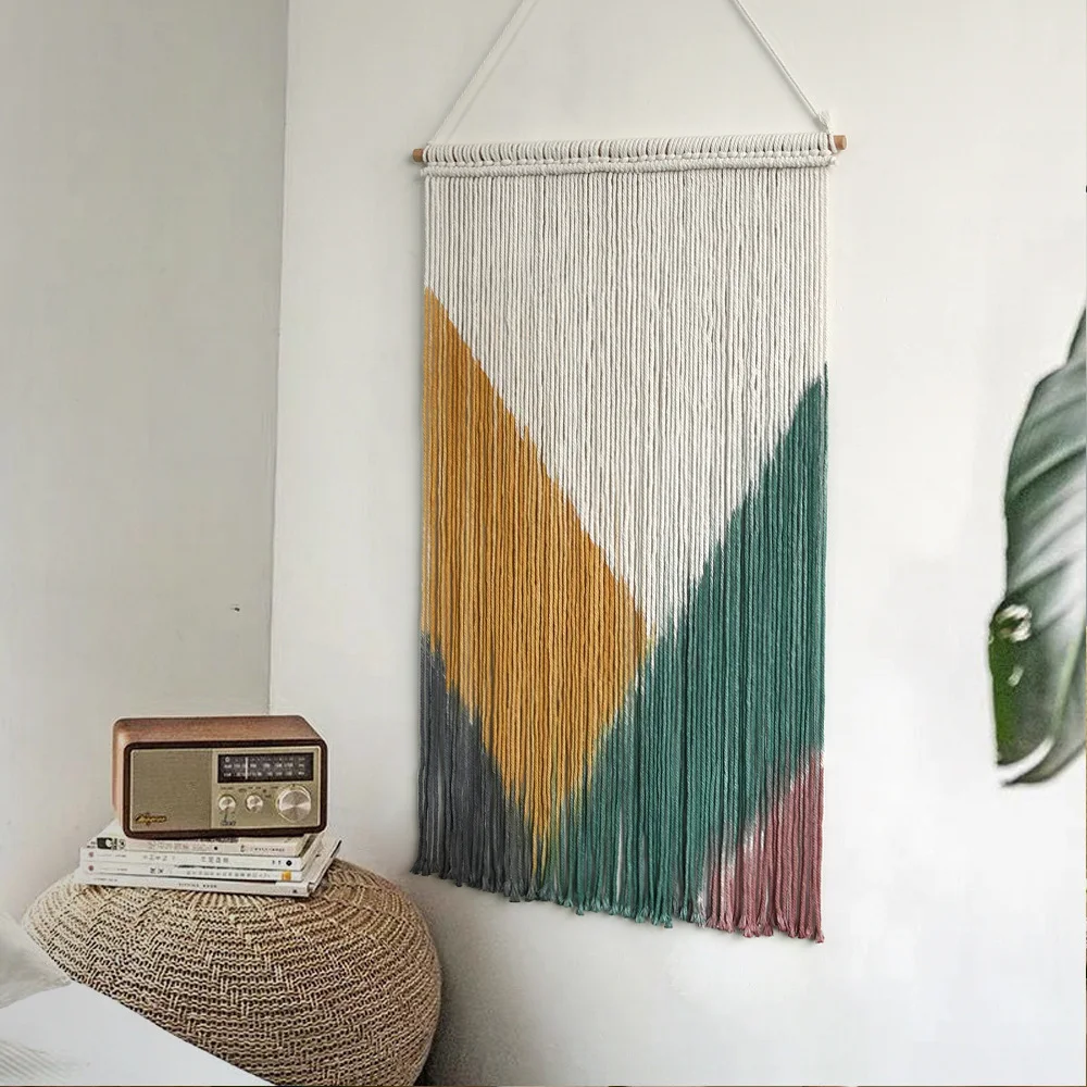 ins Nordic style dyed hand-woven tapestry creative B&B room wall decoration bedside sofa background wall hanging 4