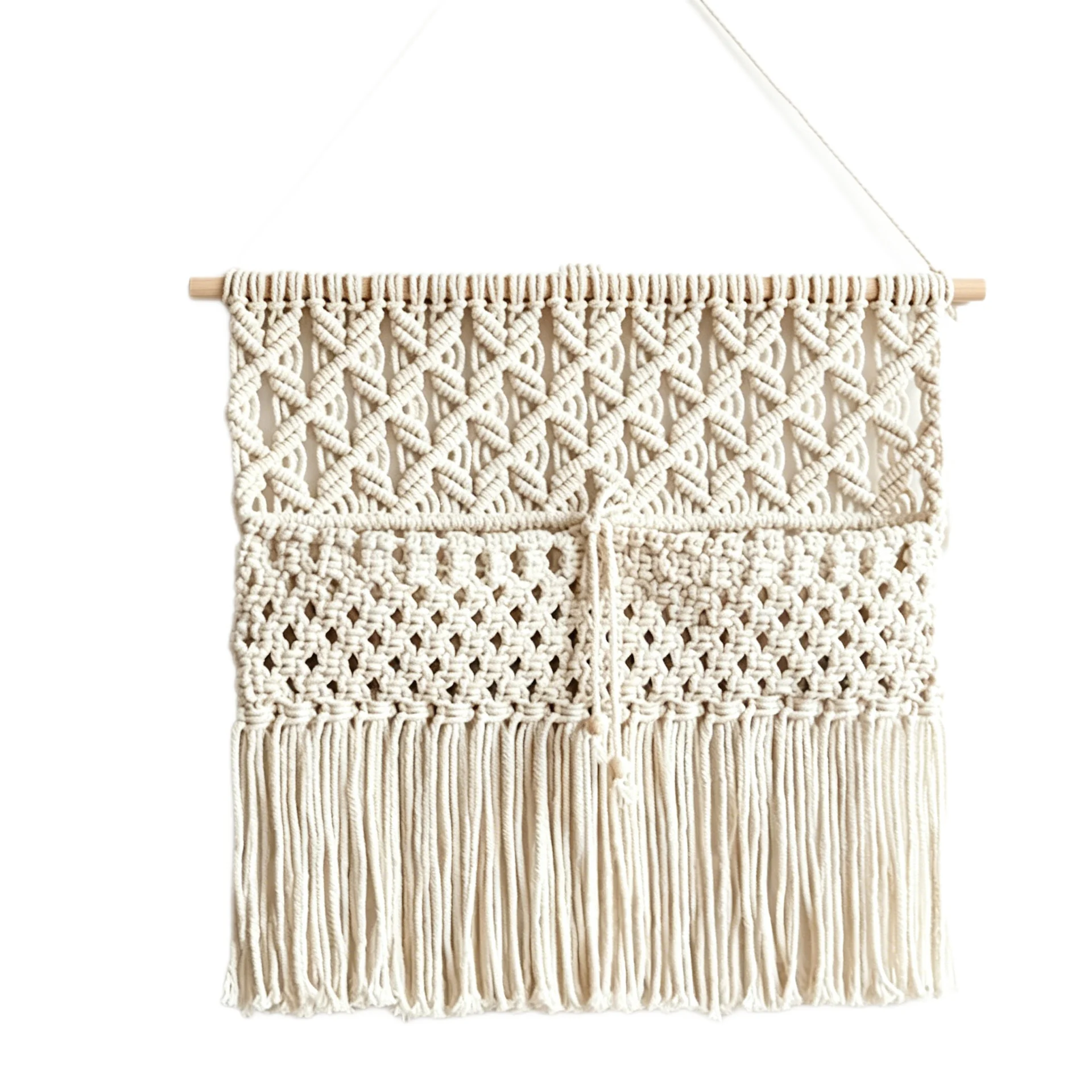 Nordic style hand-woven tapestry wall hanging decoration dried flower storage net bag bohemian tassel wall hanging decoration 5