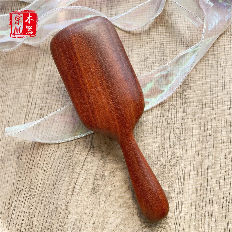Small square plate sandalwood air cushion comb, air bag comb with engraving, massage scalp meridian comb for women with curly hair, red sandalwood hairdressing comb 4