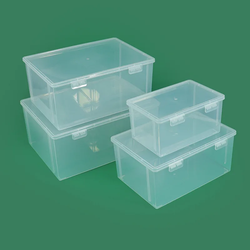 Large double-button transparent pp storage box stationery toy parts plastic box jewelry cosmetics packaging storage box